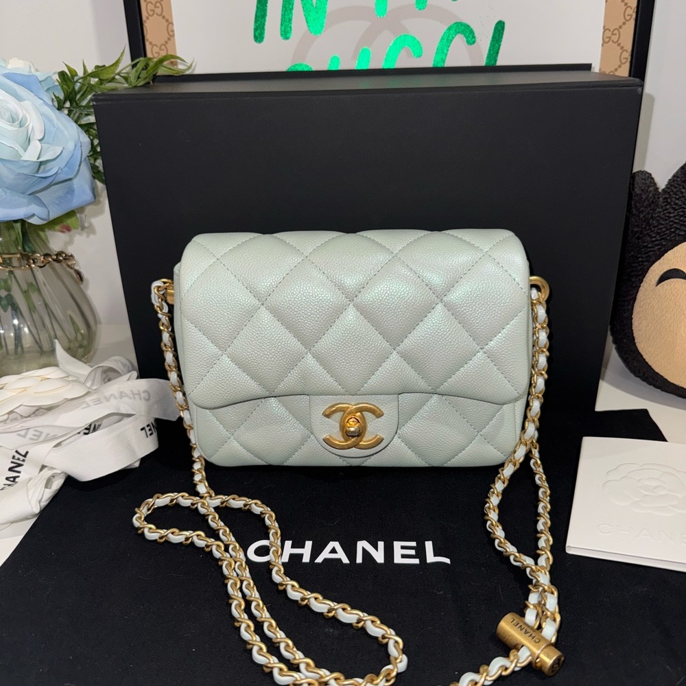 Chanel My Perfect Mini Bag – Iridescent Green (Light Blue Hue) Crossbody Handbag - Picture 2 of 15